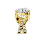 Yellow gold Round Solitaire Twist Pave Diamond Engagement Ring with Prong Setting_24