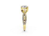 Yellow gold Round Solitaire Twist Pave Diamond Engagement Ring with Prong Setting_29