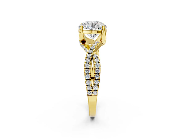 Yellow Gold Round Twisted Split Shank Engagement Ring Setting
