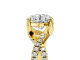 Yellow gold Round Solitaire Twist Pave Diamond Engagement Ring with Prong Setting_32