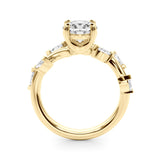 Yellow gold Round Solitaire Twisted Band Marquise Accent Prong Setting Ring 2