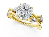 Yellow gold Round Solitaire Twisted Band Marquise Accent Prong Setting Ring_16