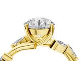 Yellow gold Round Solitaire Twisted Band Marquise Accent Prong Setting Ring_19