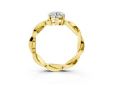 Yellow gold Round Solitaire Twisted Band Pavé Diamond Ring_15