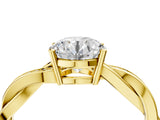 Yellow gold Round Solitaire Twisted Band Pavé Diamond Ring_16