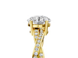 Yellow gold Round Solitaire Twisted Band Pavé Diamond Ring_17