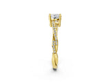 Yellow gold Round Solitaire Twisted Band Pavé Diamond Ring_44