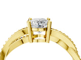 Yellow gold Round Solitaire Twisted Band Pavé Diamond Ring_46