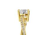 Yellow gold Round Solitaire Twisted Band Pavé Diamond Ring_47