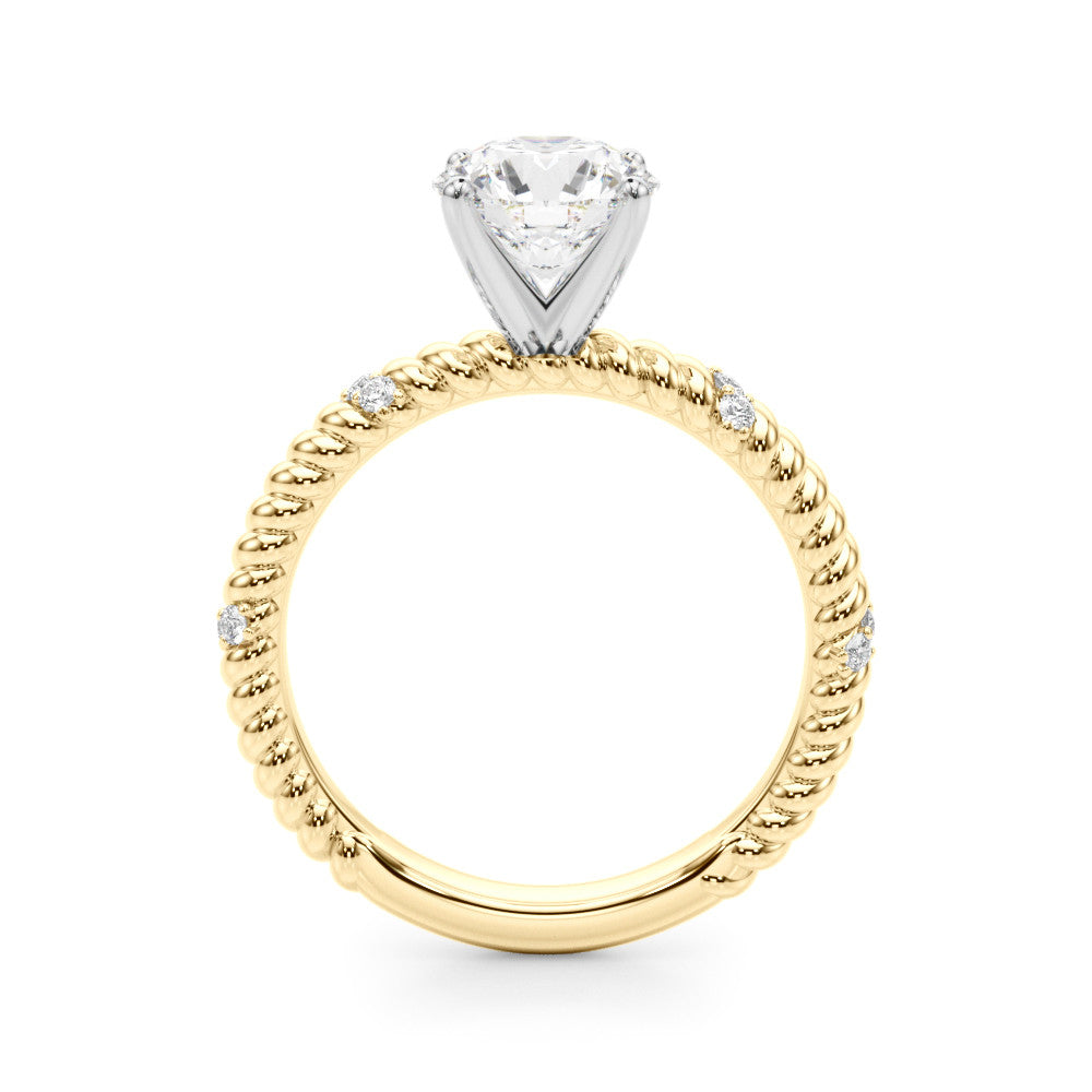 Yellow gold Round Solitaire Twisted Band Prong Set Engagement Ring 2