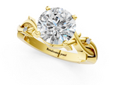 Yellow gold Round Solitaire Twisted Band Prong Setting Ring_212