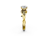 Yellow gold Round Solitaire Twisted Band Prong Setting Ring_213