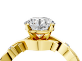 Yellow gold Round Solitaire Twisted Band Prong Setting Ring_215