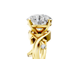 Yellow gold Round Solitaire Twisted Band Prong Setting Ring_216