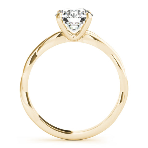Yellow gold Round Solitaire Twisted Band Ring with Four-Prong Setting 2