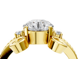Yellow gold Round Solitaire Twisted Band Scroll Prong Ring_7