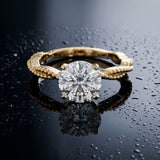 Yellow gold Round Solitaire Twisted Band with Bead Prong Setting_15