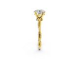 Yellow gold Round Solitaire Twisted Band with Bead Prong Setting_400