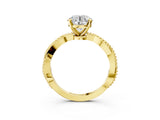 Yellow gold Round Solitaire Twisted Band with Bead Prong Setting_401