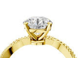 Yellow gold Round Solitaire Twisted Band with Bead Prong Setting_402