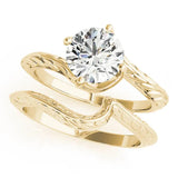 Yellow gold Round Solitaire Twisted Band with Four-Prong Setting 1