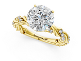 Yellow gold Round Solitaire Twisted Band with Pavé Accents and Four-Prong Setting_18