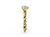 Yellow gold Round Solitaire Twisted Band with Pavé Accents and Four-Prong Setting_19