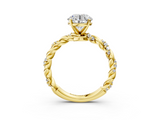 Yellow gold Round Solitaire Twisted Band with Pavé Accents and Four-Prong Setting_20