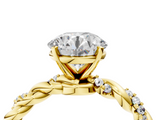 Yellow gold Round Solitaire Twisted Band with Pavé Accents and Four-Prong Setting_21