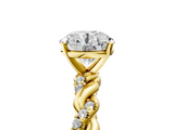 Yellow gold Round Solitaire Twisted Band with Pavé Accents and Four-Prong Setting_22