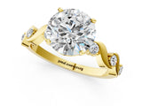 Yellow gold Round Solitaire Twisted Band with Prong Setting 1