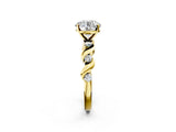 Yellow gold Round Solitaire Twisted Band with Prong Setting 2