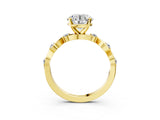 Yellow gold Round Solitaire Twisted Band with Prong Setting 3