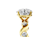 Yellow gold Round Solitaire Twisted Band with Prong Setting 5