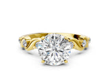 Yellow gold Round Solitaire Twisted Band with Prong Setting