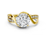 Yellow gold Round Solitaire Twisted Band with Prong Setting_19