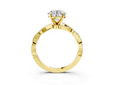 Yellow gold Round Solitaire Twisted Pave Band with Four-Prong Setting_11