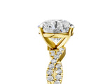 Yellow gold Round Solitaire Twisted Pave Band with Four-Prong Setting_13