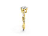 Yellow gold Round Solitaire Twisted Pave Diamond Ring with Four-Prong Setting_104