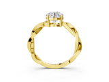 Yellow gold Round Solitaire Twisted Pave Diamond Ring with Four-Prong Setting_105