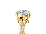 Yellow gold Round Solitaire Twisted Pave Diamond Ring with Four-Prong Setting_107