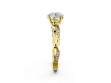 Yellow gold Round Solitaire Vine Band with Milgrain Prong Setting_11
