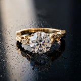 Yellow gold Round Solitaire Vine Band with Milgrain Prong Setting_15