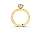 Yellow gold Round Solitaire with Pavé Band and Four-Prong Setting_314