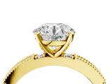 Yellow gold Round Solitaire with Pavé Band and Four-Prong Setting_315