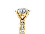 Yellow gold Round Solitaire with Pavé Band and Four-Prong Setting_316