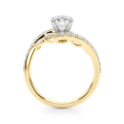 Yellow gold Round Solitaire with Pavé Twist Band and Four-Prong Setting 2