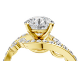 Yellow gold Round Solitaire with Pavé Twist Band and Four-Prong Setting_93