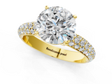 Yellow gold Round Solitaire with Pave Band and Four-Prong Setting_10
