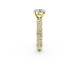 Yellow gold Round Solitaire with Pave Band and Four-Prong Setting_11